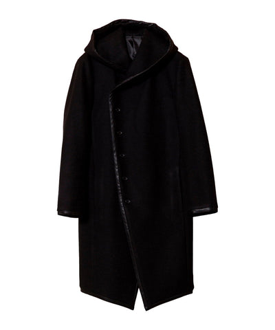 Piping hooded long coat