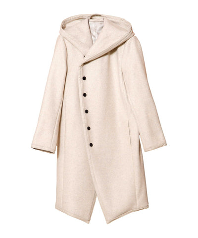 Piping hooded long coat