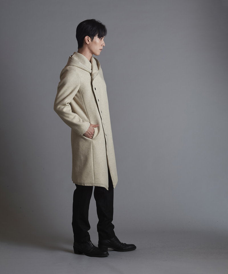 Piping hooded long coat