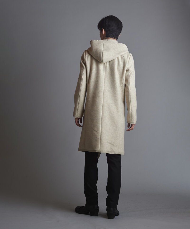 Piping hooded long coat