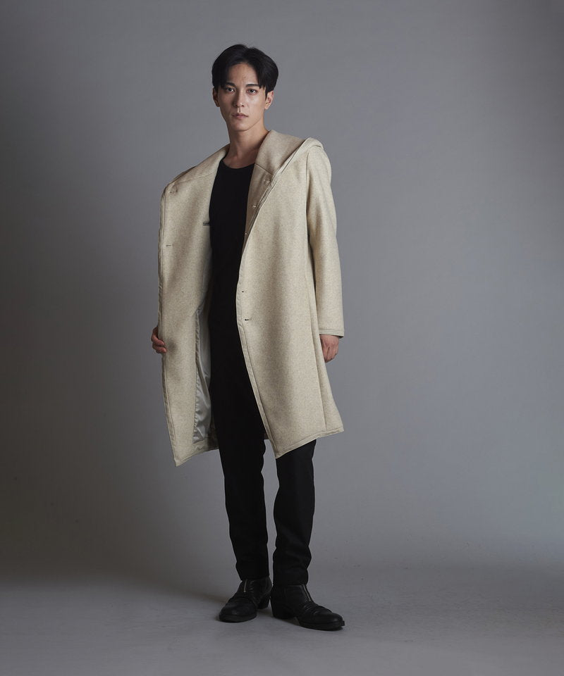 Piping hooded long coat