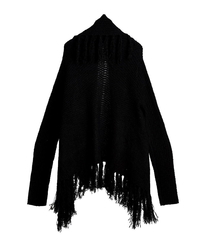 Cable knit 3-way fringe gown