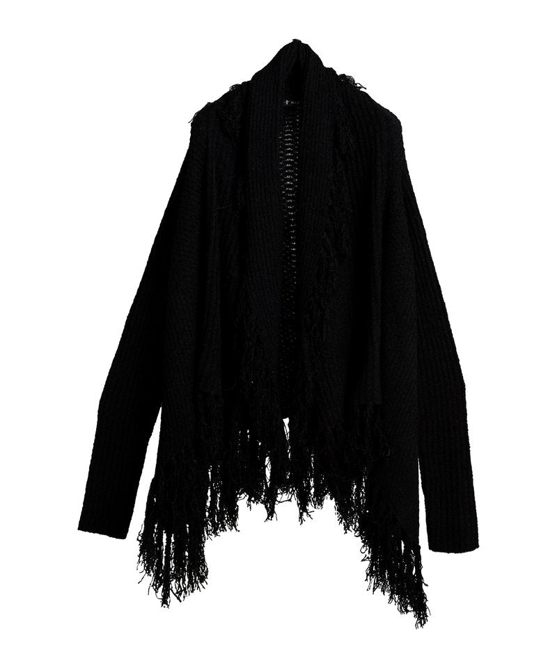 Cable knit 3-way fringe gown