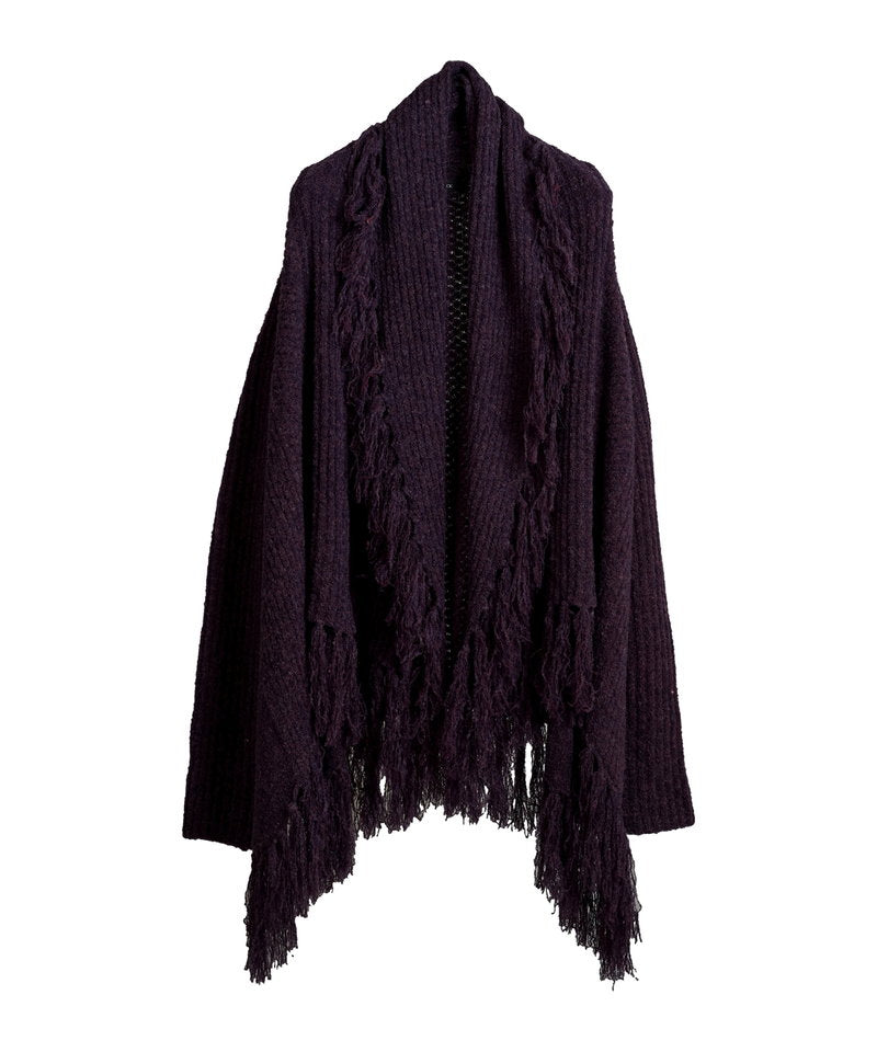 Cable knit 3-way fringe gown