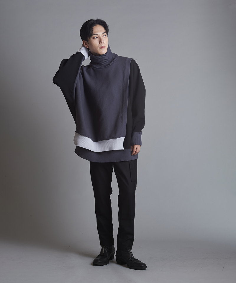 レイヤードドルマンスリーブニットPO