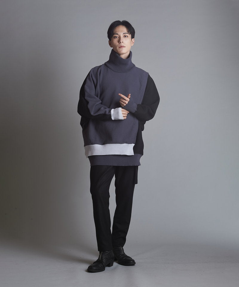 レイヤードドルマンスリーブニットPO