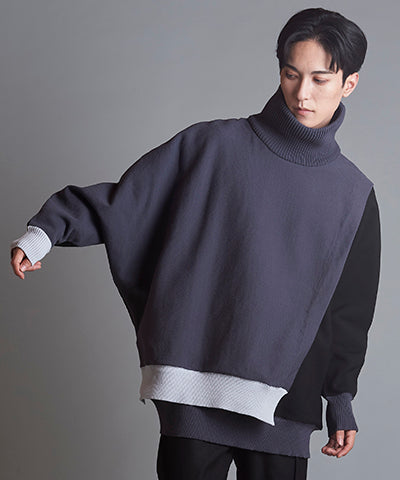 レイヤードドルマンスリーブニットPO