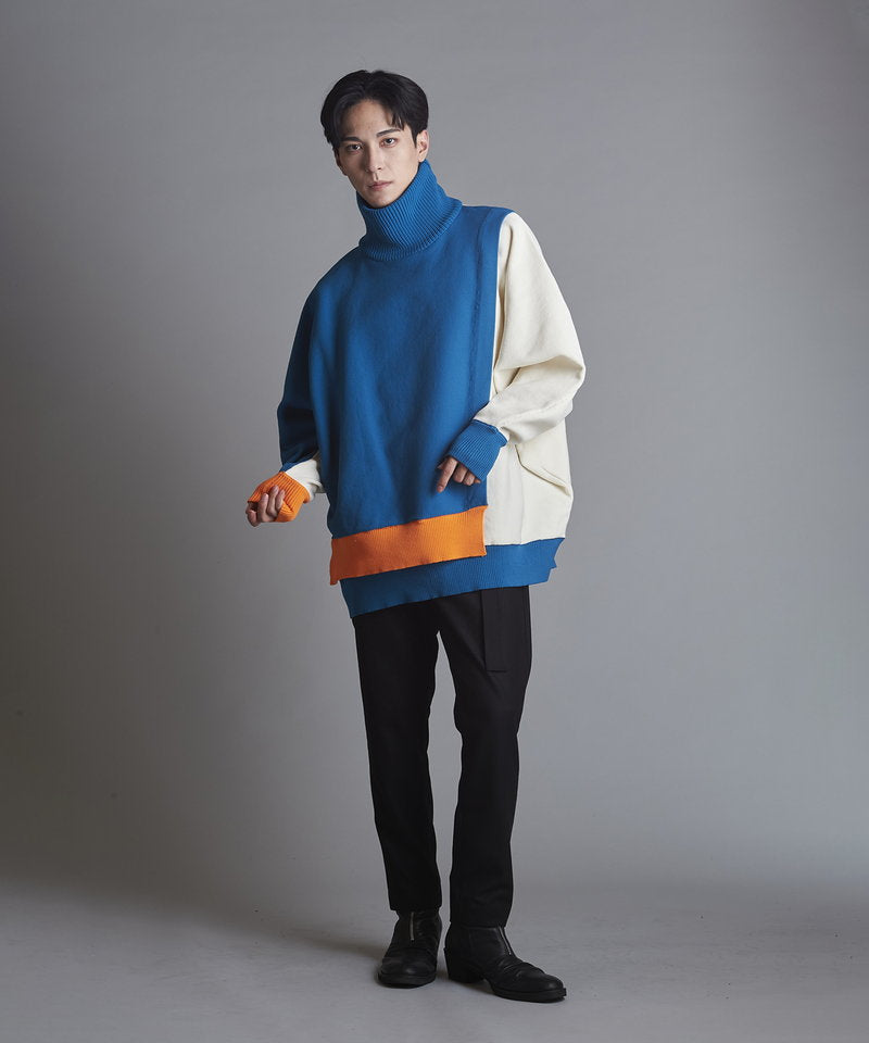 レイヤードドルマンスリーブニットPO