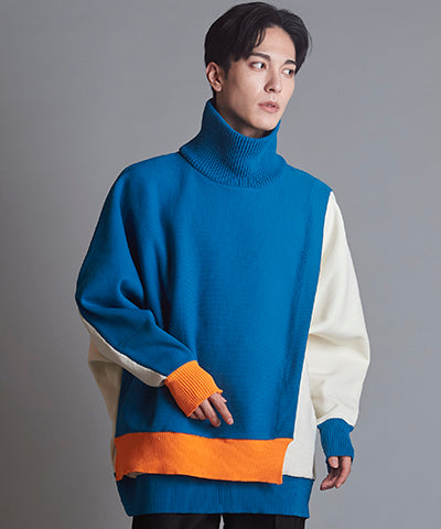 レイヤードドルマンスリーブニットPO