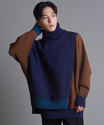 レイヤードドルマンスリーブニットPO