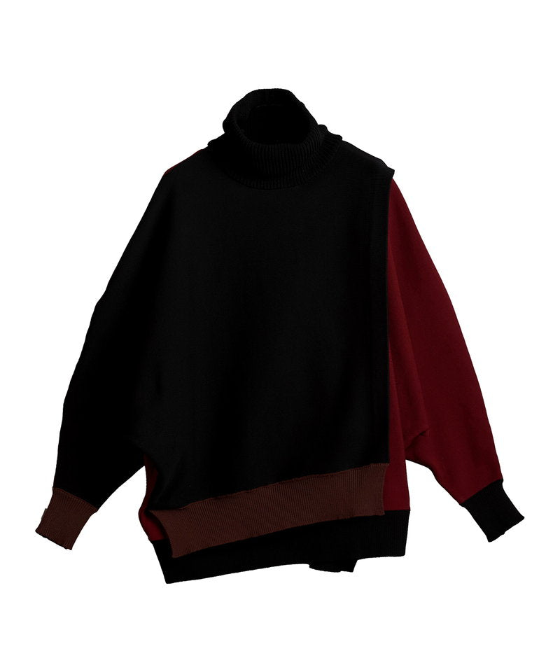 レイヤードドルマンスリーブニットPO