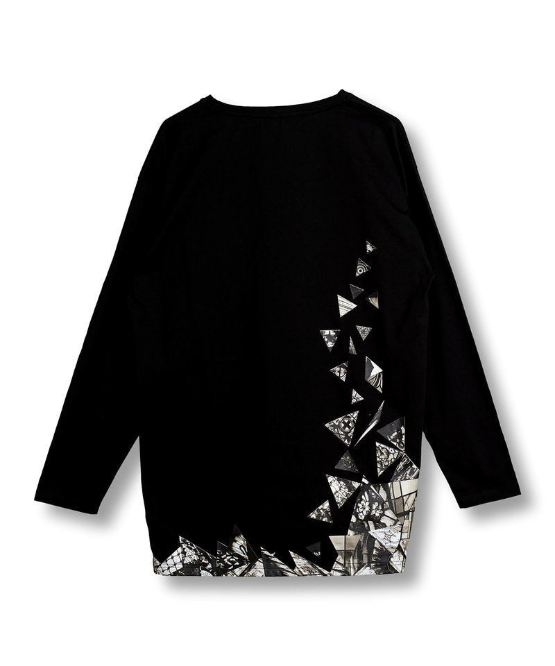 Glass rubble print long sleeve T-shirt