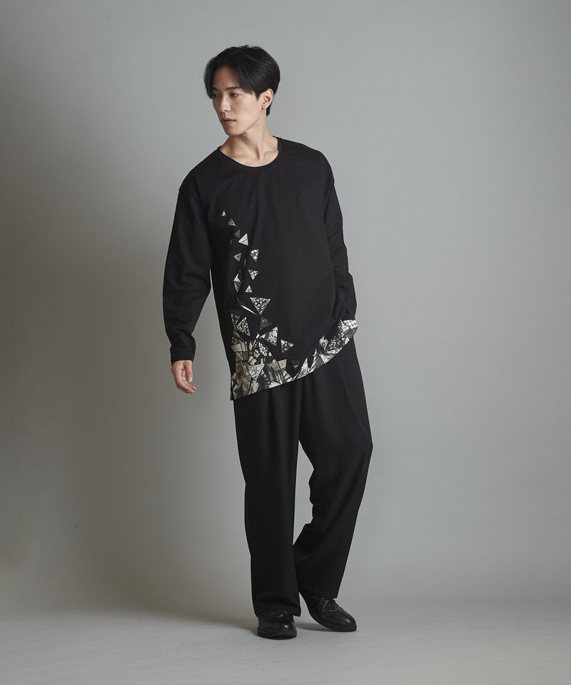 Glass rubble print long sleeve T-shirt