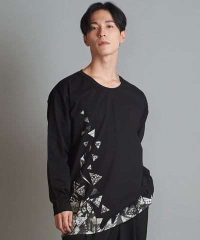 Glass rubble print long sleeve T-shirt