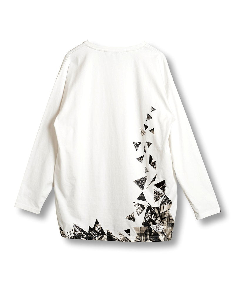 Glass rubble print long sleeve T-shirt