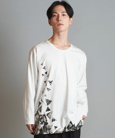 Glass rubble print long sleeve T-shirt