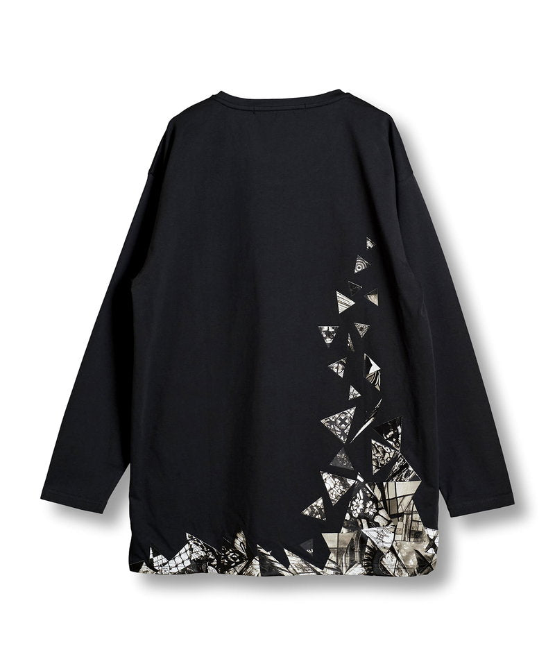 Glass rubble print long sleeve T-shirt