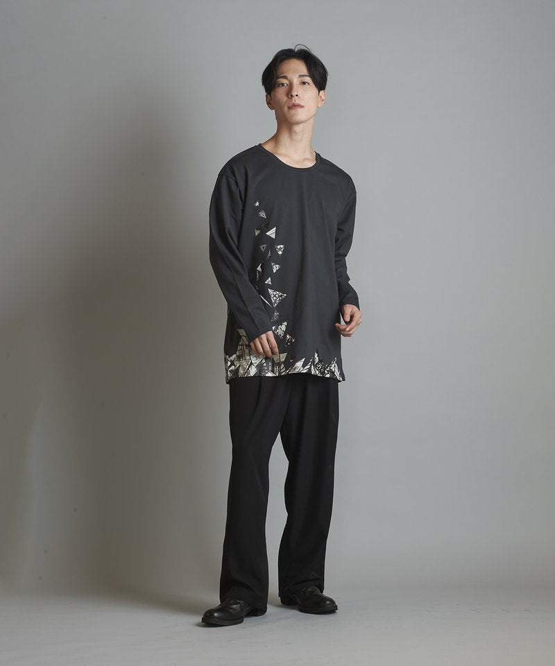 Glass rubble print long sleeve T-shirt