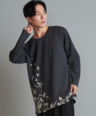 Glass rubble print long sleeve T-shirt