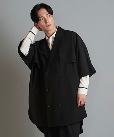 Dolman half sleeve trench poncho