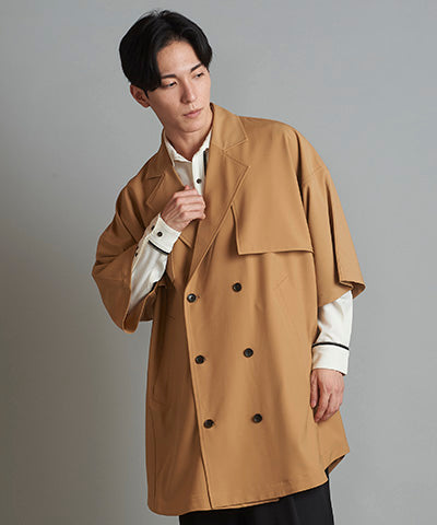 Dolman half sleeve trench poncho