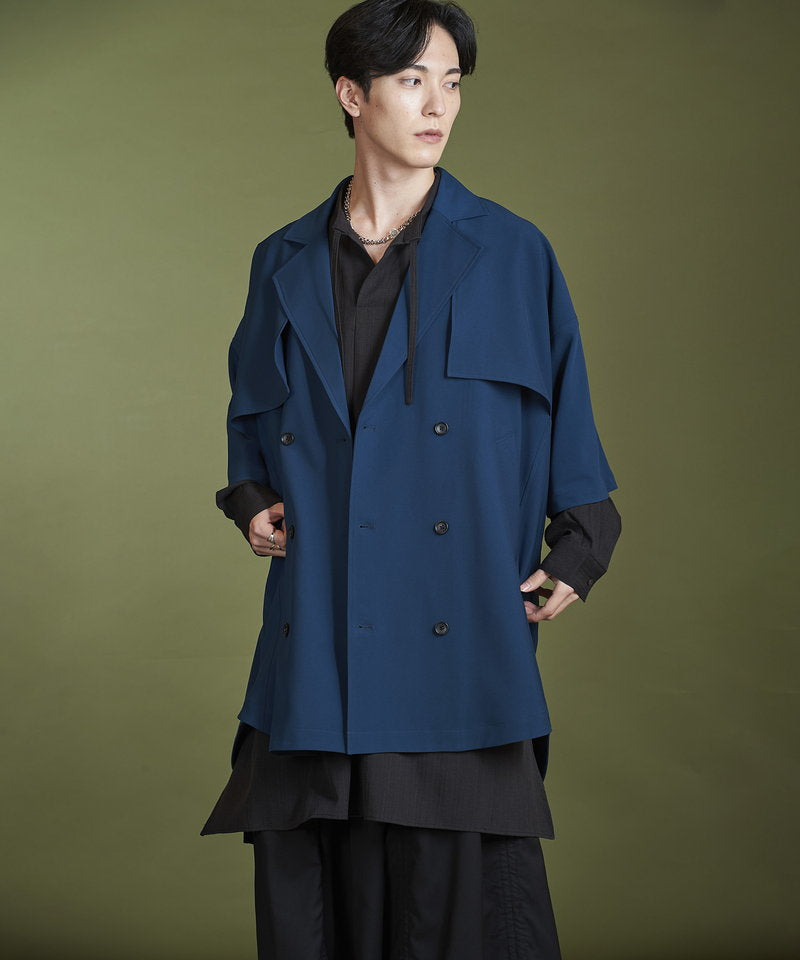 Dolman half sleeve trench poncho