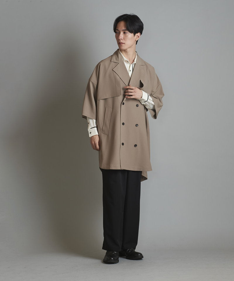 Dolman half sleeve trench poncho