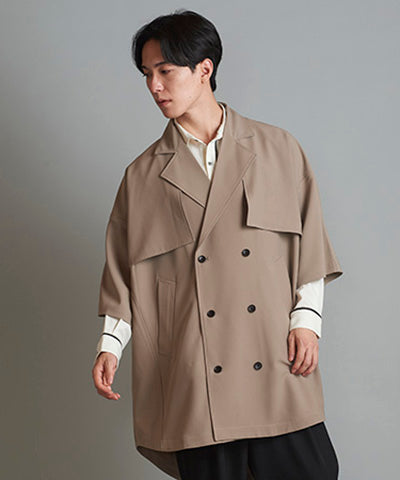 Dolman half sleeve trench poncho