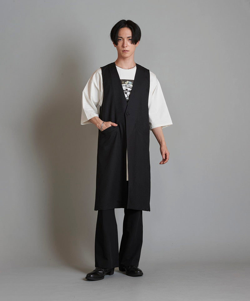 Deep slit long vest