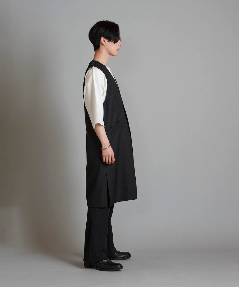 Deep slit long vest