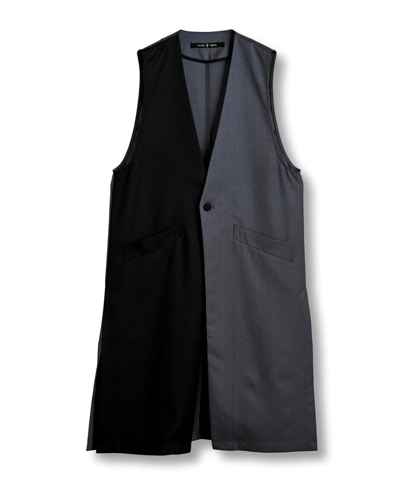 Deep slit long vest