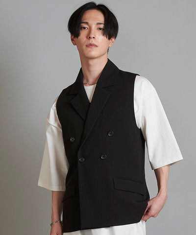 Double-breasted sleeveless jacket