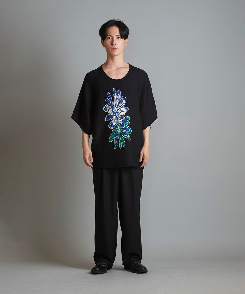 Flower JQ knit pullover