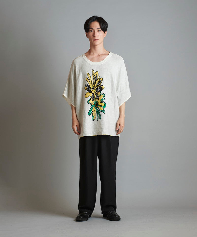 Flower JQ knit pullover