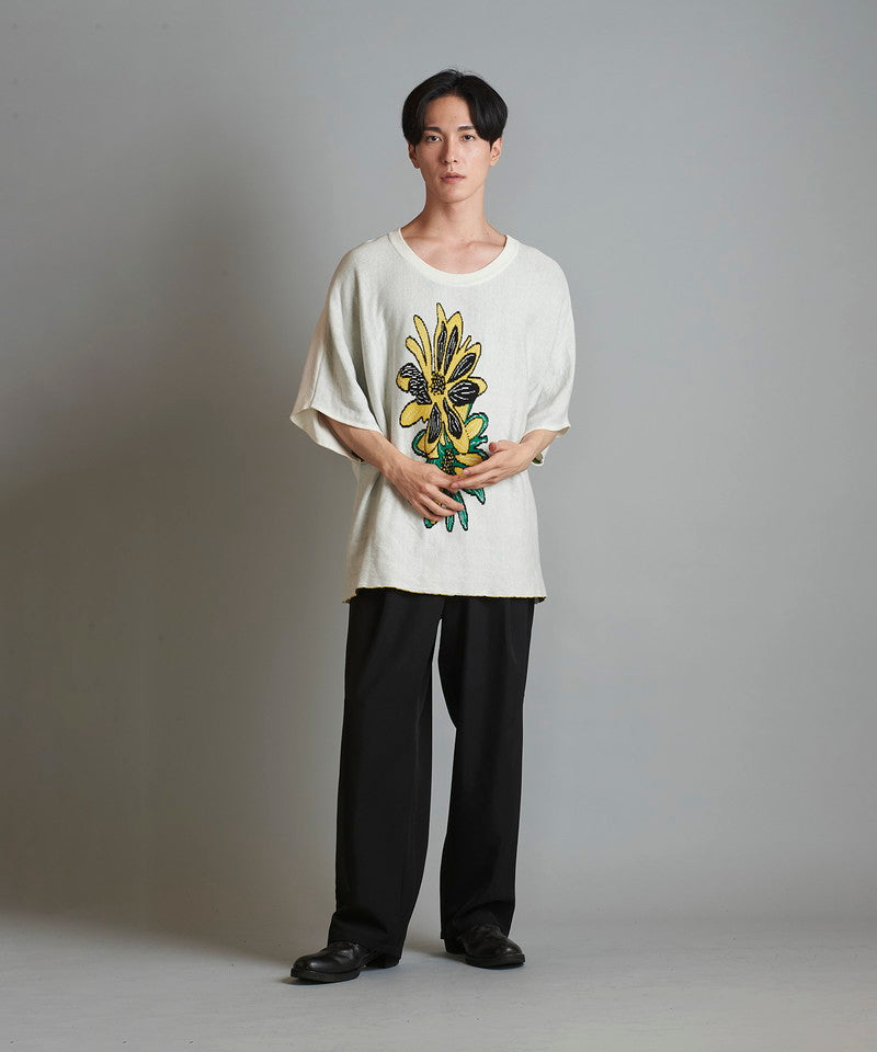 Flower JQ knit pullover