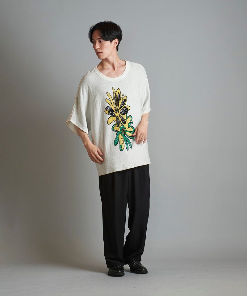 Flower JQ knit pullover