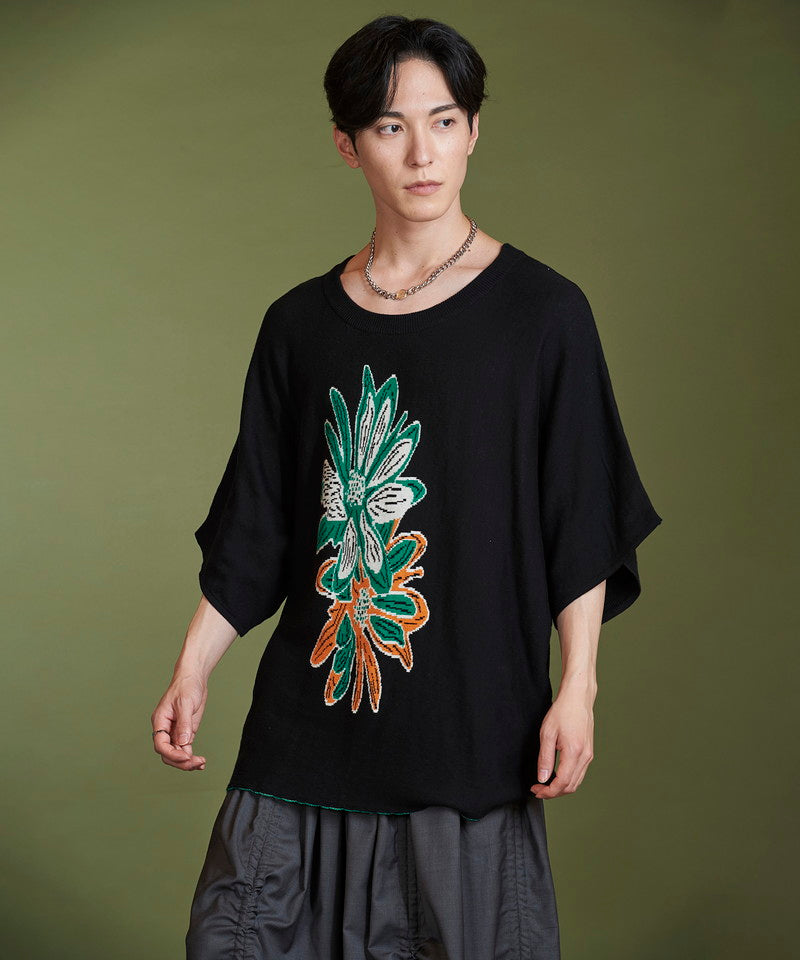 Flower JQ knit pullover