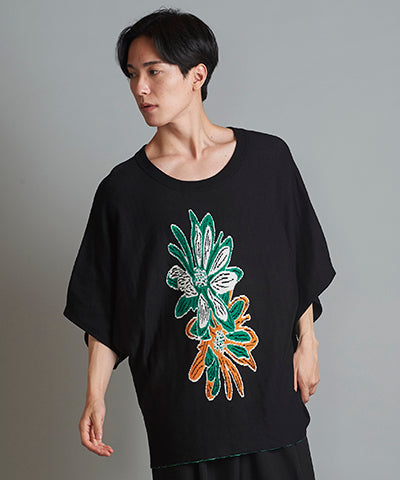 Flower JQ knit pullover