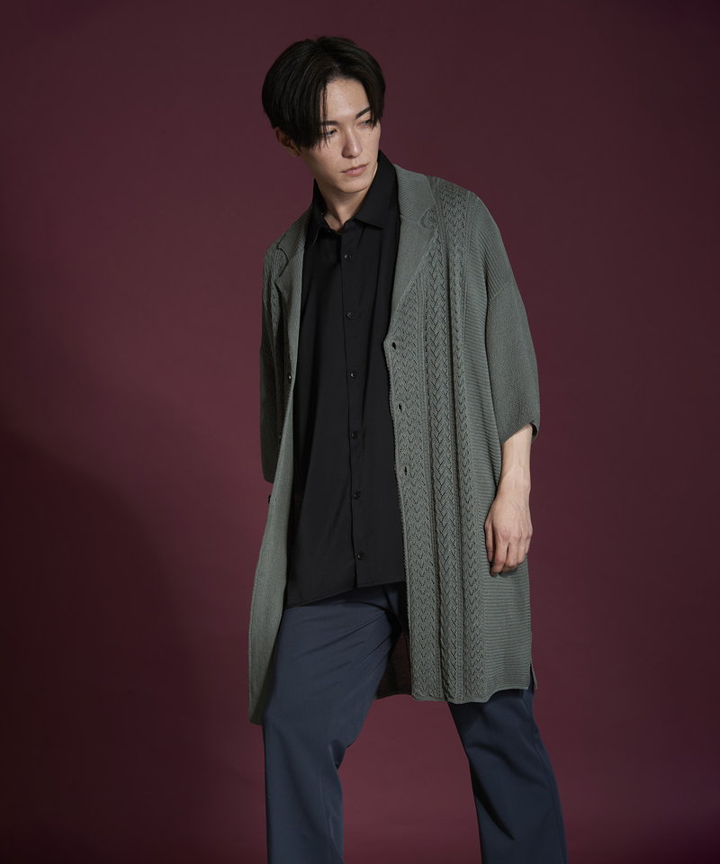 Half Sleeve Knit Long Jacket