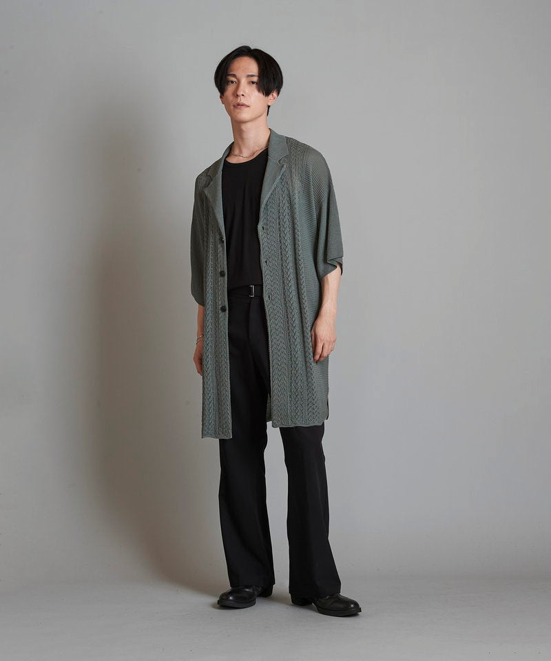 Half Sleeve Knit Long Jacket