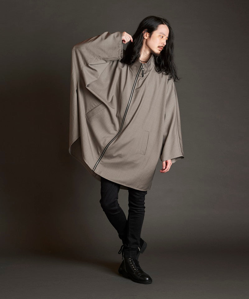 Stand collar dolman sleeve poncho