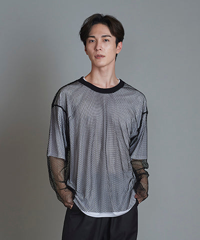 Layered Mesh Long Sleeve T-Shirt