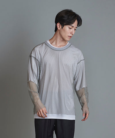 Layered Mesh Long Sleeve T-Shirt