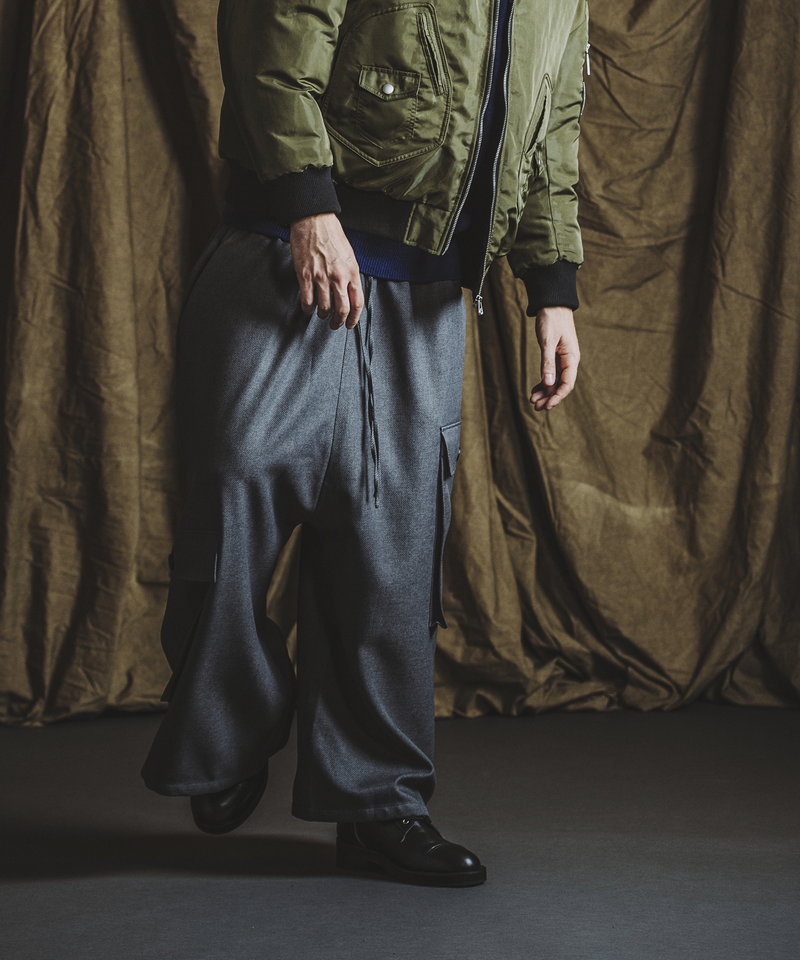 Asymmetrical cargo trousers