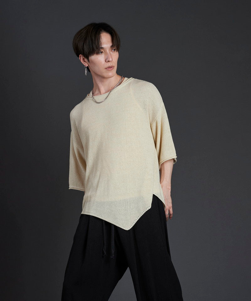 Asymmetrical layered sheer knit PO