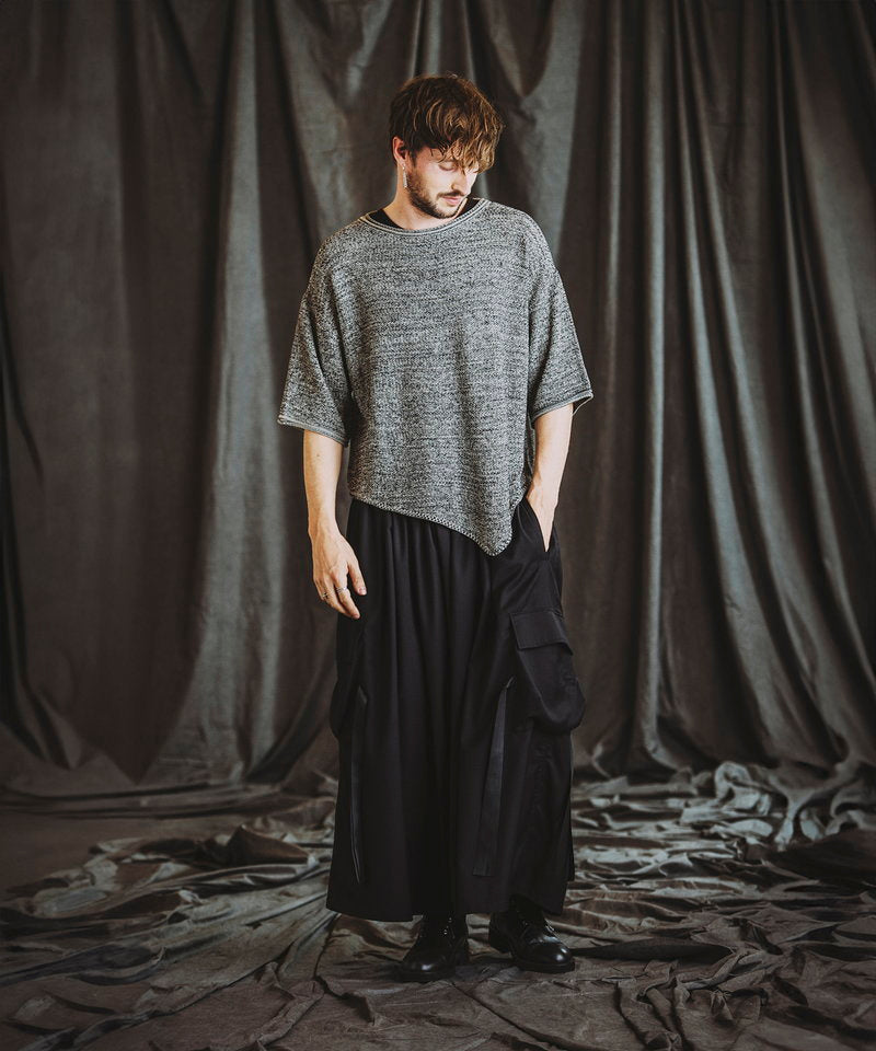 Asymmetrical layered sheer knit PO