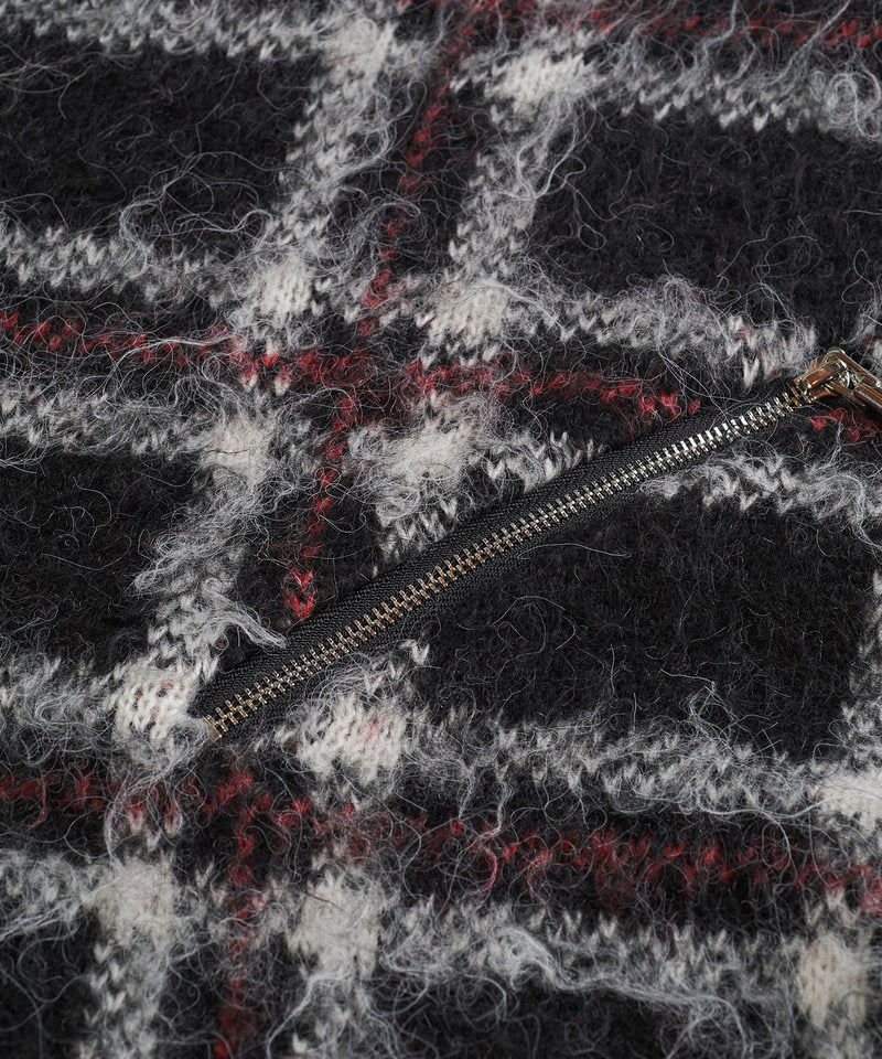 ZIP CHECK KNIT BIG-PO