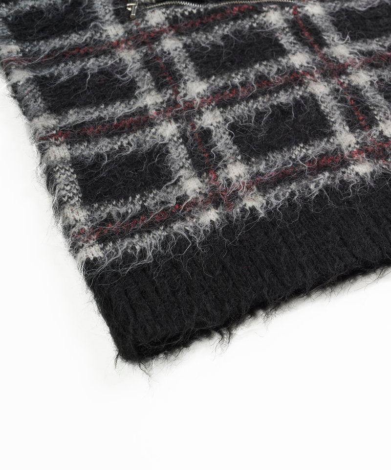 ZIP CHECK KNIT BIG-PO