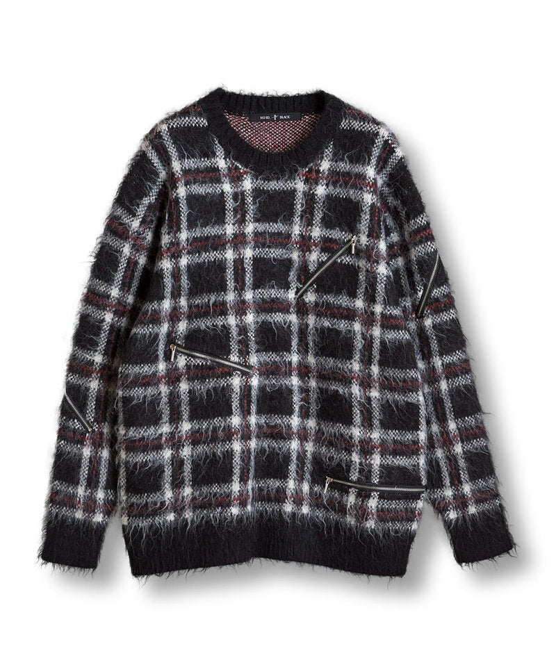 ZIP CHECK KNIT BIG-PO