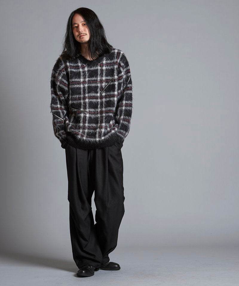 ZIP CHECK KNIT BIG-PO